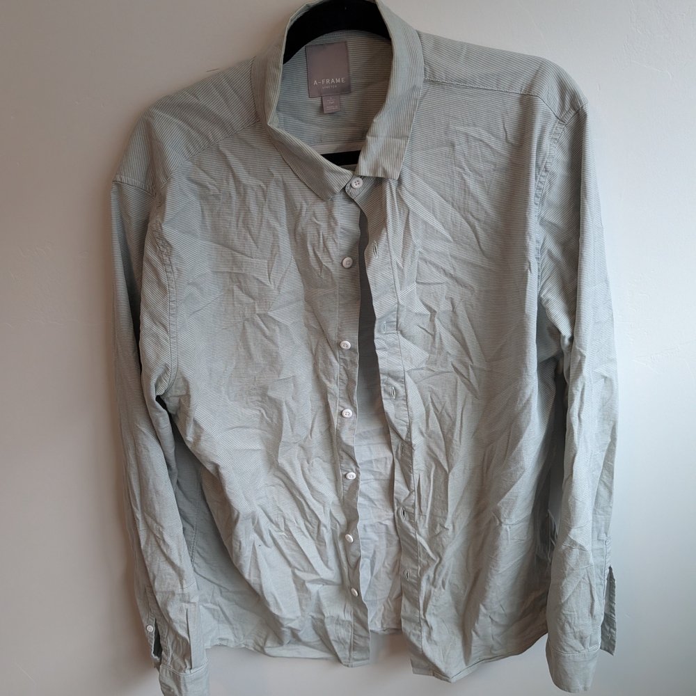 Frame Denim Light Gray Striped Shirt